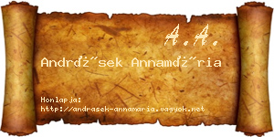 Andrásek Annamária névjegykártya